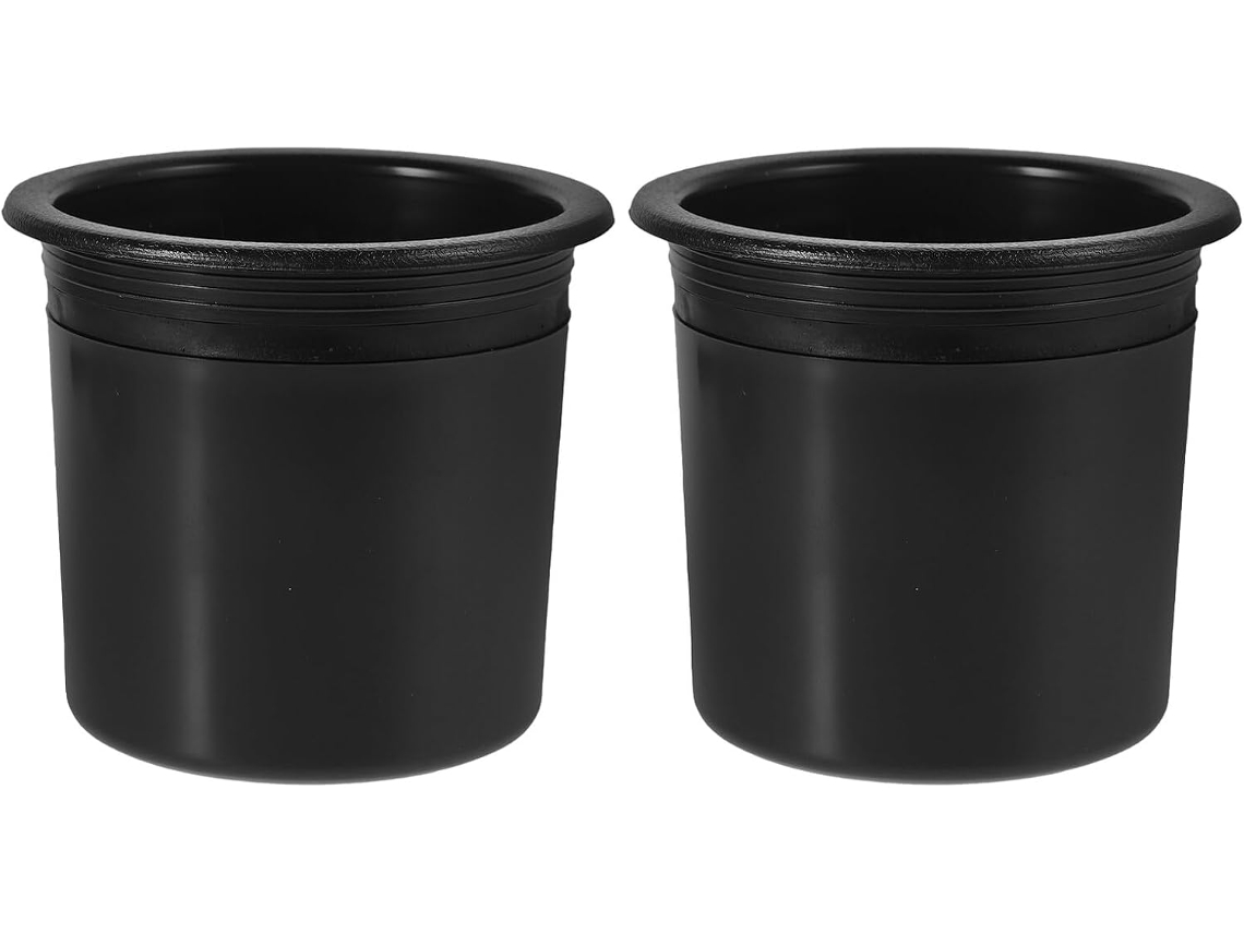 Conjunto De 2 Porta-copos De Plástico Preto Para Autocaravana, Com Encaixe De Ø90x80 Mm.
