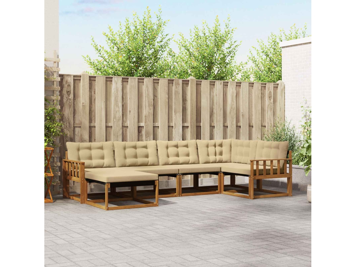 Vidaxl Conjunto De Sofás Para Exterior 6 Pcs Natural E Bege