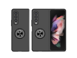 2026 capa para Celular com Suporte Ring Compatível com Galaxy Z Fold3 5g Preta