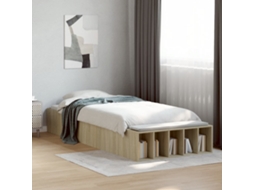 Vidaxl Estrutura Cama 100x200 Cm Derivados De Madeira Carvalho Sonoma