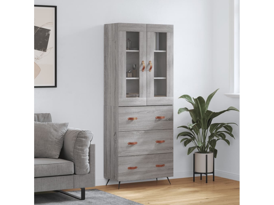 Vidaxl Armário Alto 69,5x34x180 Cm Derivados De Madeira Sonoma Cinza