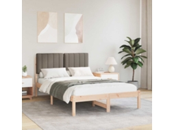 Vidaxl Estrutura De Cama Com Cabeceira Estofada Natural E Taupe