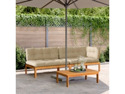3 Pcs Móveis De Paletes P/ Jardim C/ Almofadões Acácia Maciça Dkd Home Decor