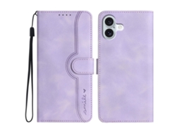 Capa Em Couro Pu Com Suporte Para Iphone 16 Plus - Roxo Claro