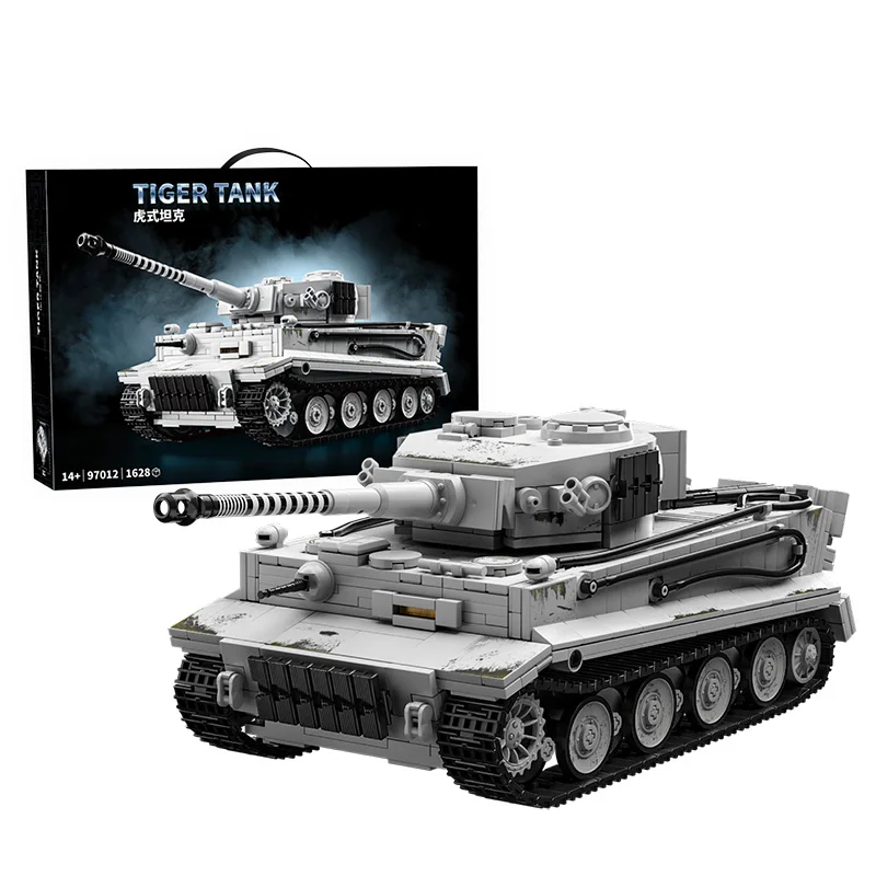 (branco) Conjunto De Blocos De Montar Do Tanque Pesado Tiger Da Segunda Guerra Mundial Na Escala 1:28 Com Tema Militar
