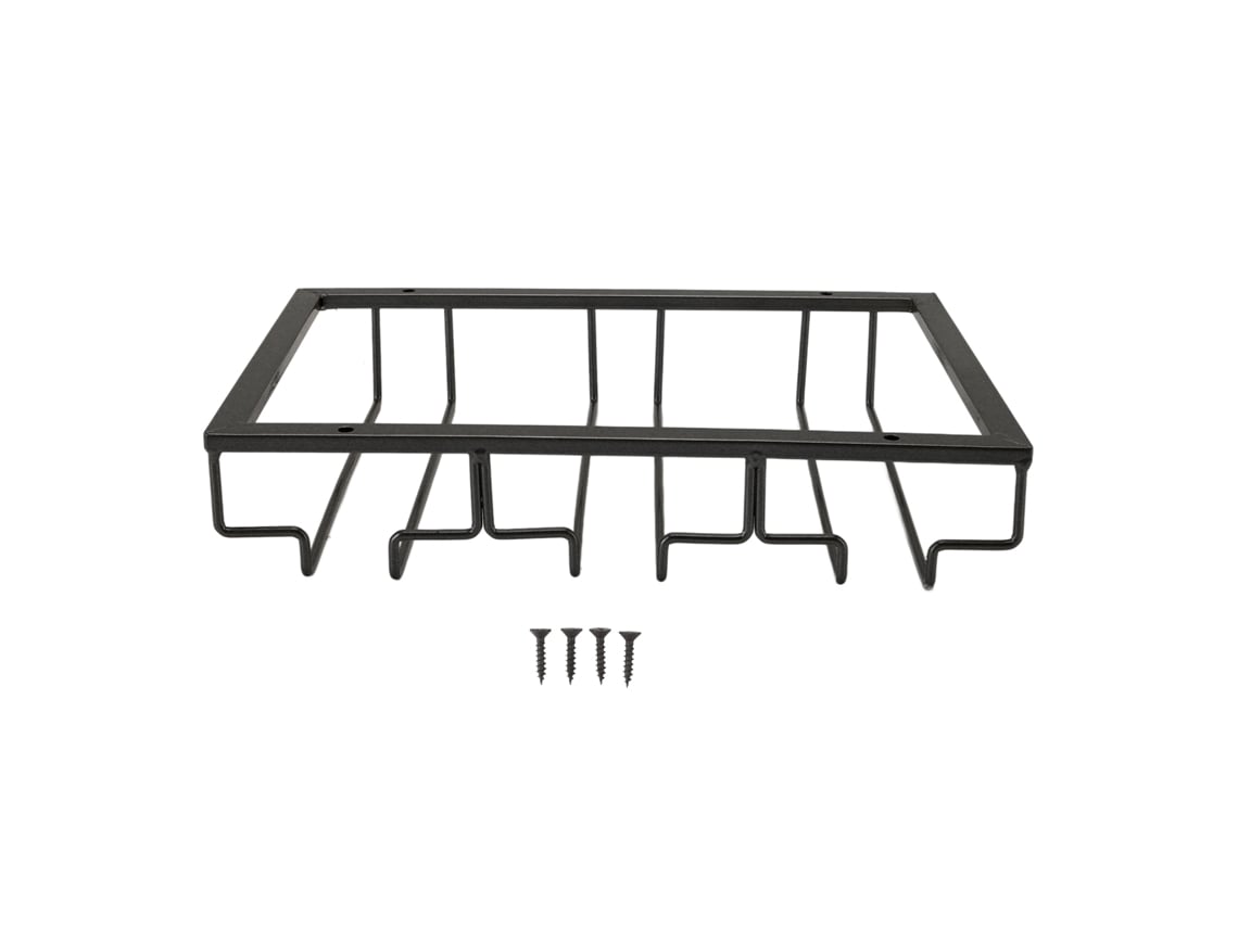 Prateleira de Copo de Vinho de Cabeça para Baixo, Ferro, Estilo Europeu, Hanging, Under Cabinet, Preto, 3 Fileiras | S/MARCA