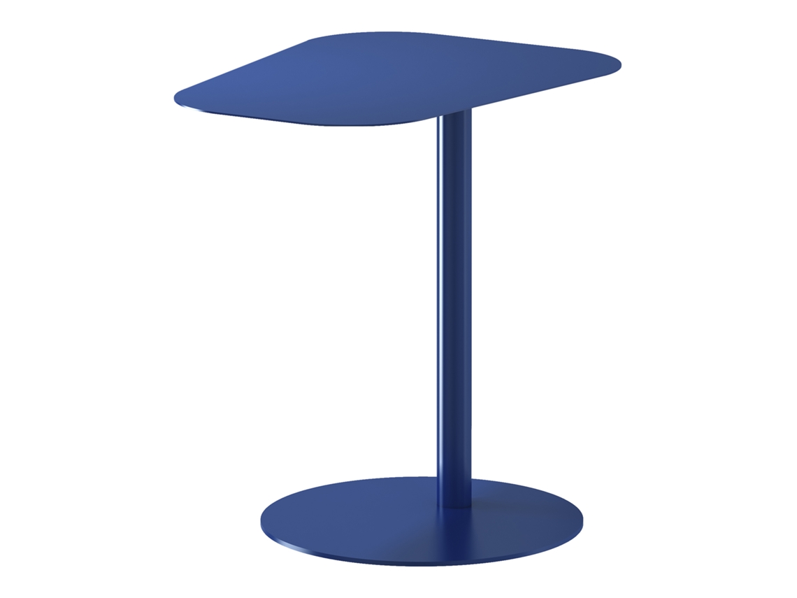 Mesa De Apoio Nastätten Trapezoidal Interior/exterior Em Metal 50 X 50 X 38 Cm Azul Escuro [EN.CASA]