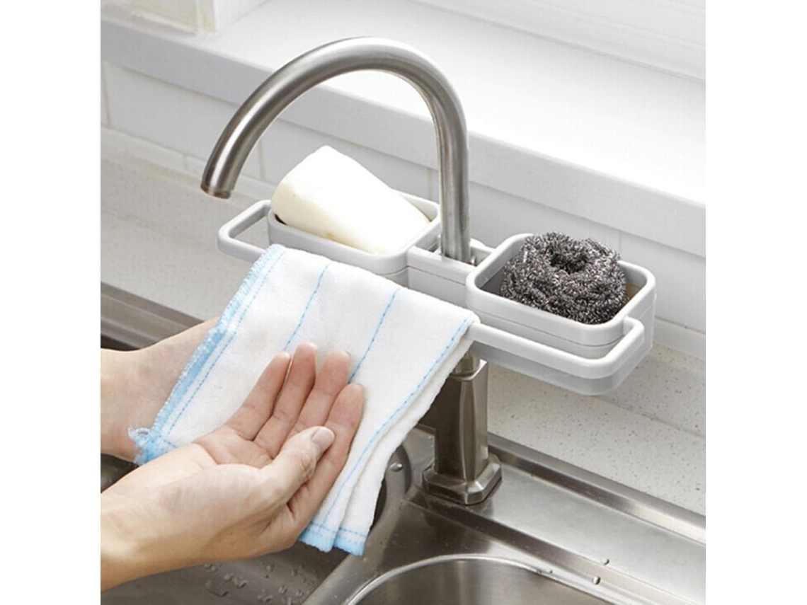 Suporte De Armazenamento Para Torneira De Cozinha - Cesto Suspenso Para Esponjas E Panos De Prato Com Drenagem, Branco