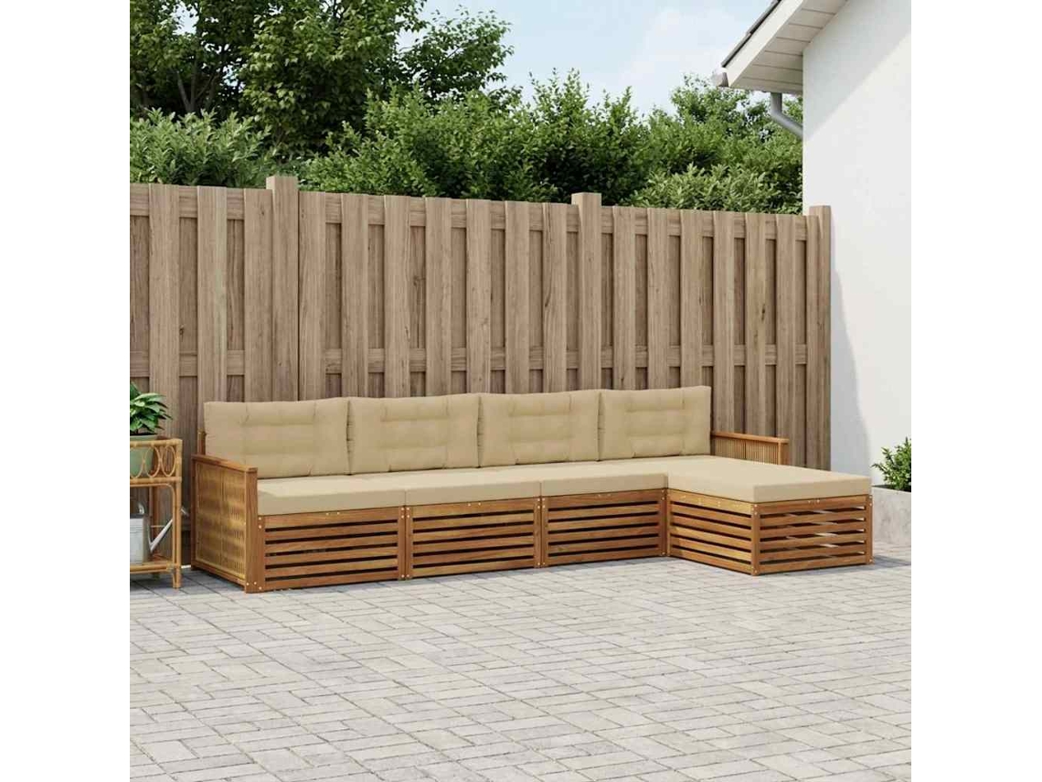 Vidaxl Conjunto De Sofás Para Exterior 5 Unid. Natural E Bege