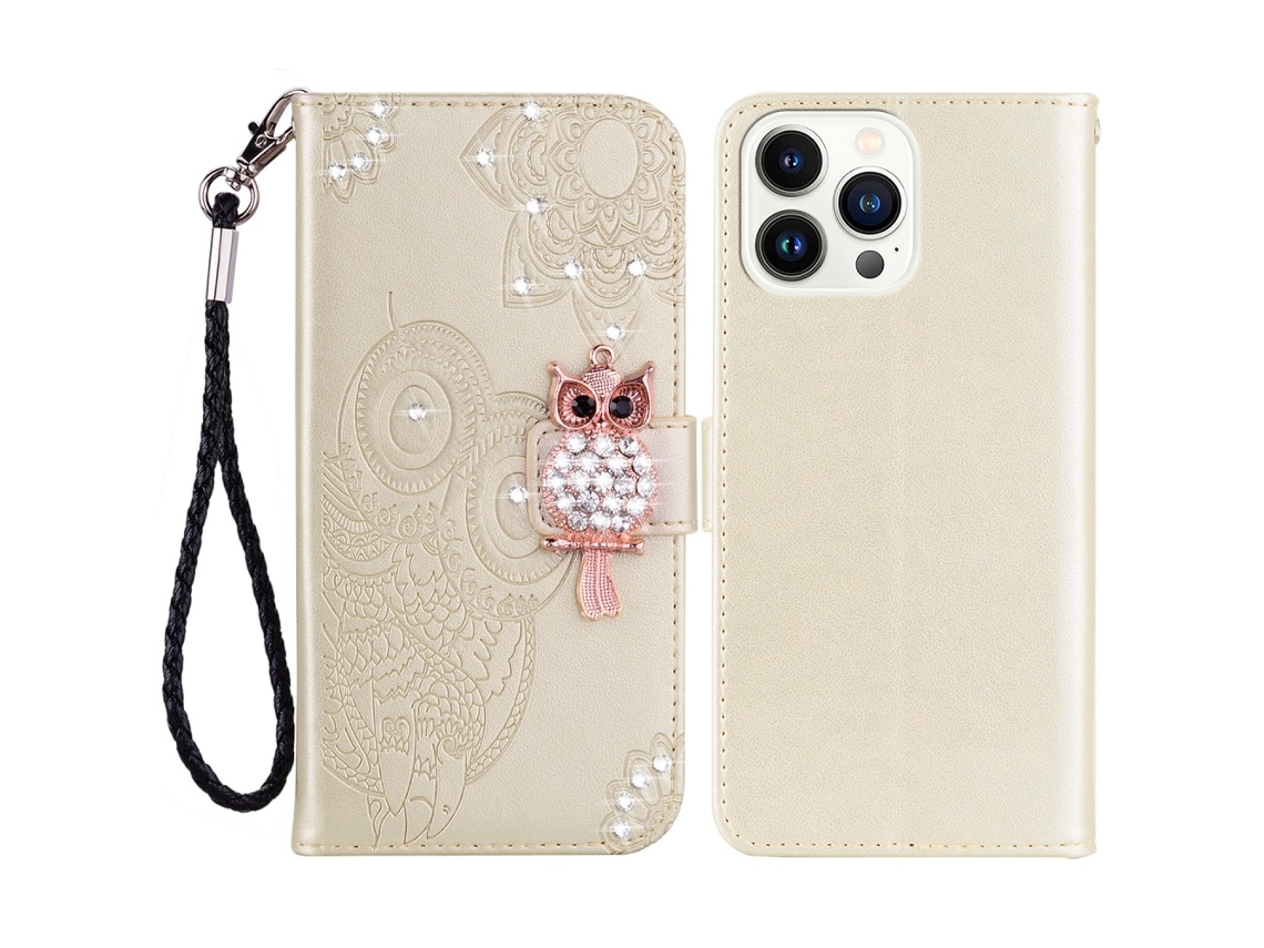 Capa Para Iphone 15 Pro Max Pele Sintética Dourado