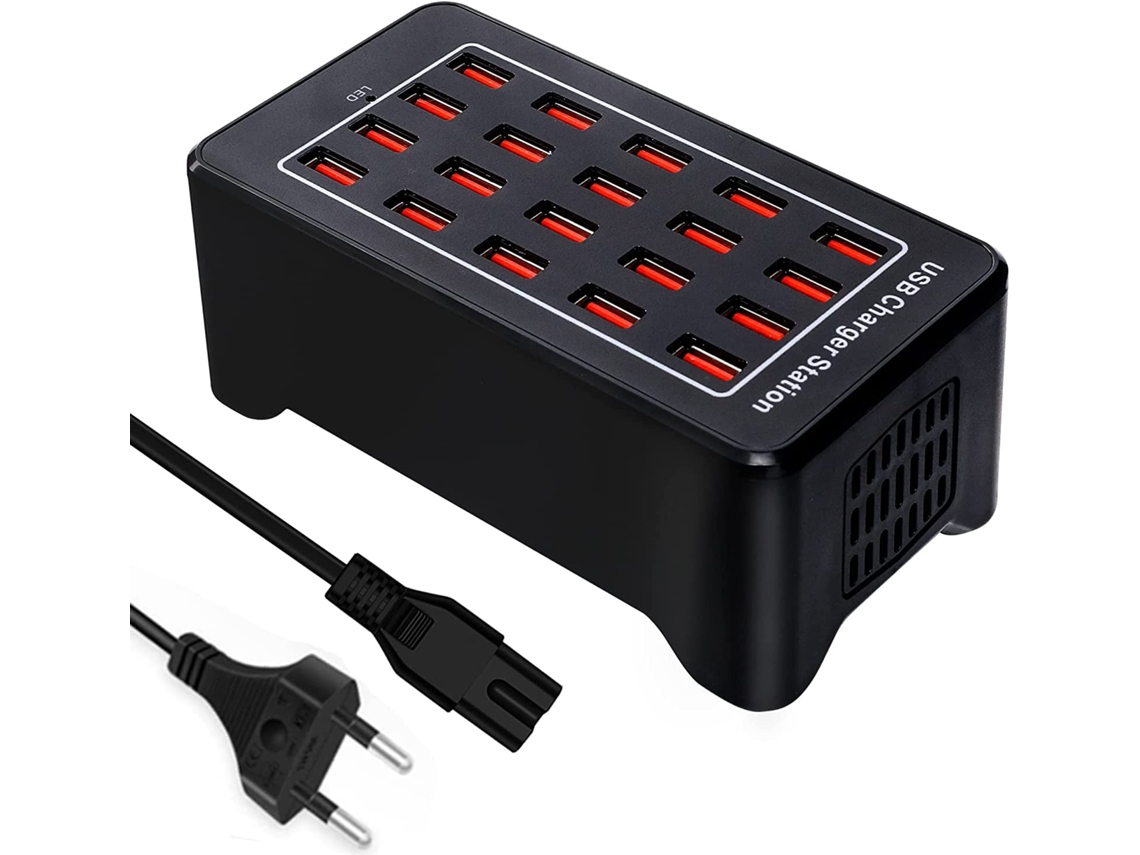 Estação De Carga De Secretária 100w Com 20 Portas Usb, Carregador Inteligente Multifunções, Compatível Com Diversos Telemóveis.