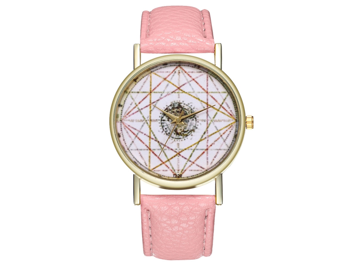 Reloj Analógico De Cuarzo Para Mujer Con Correa De Pu Rayas Estilo Moda (rosa)