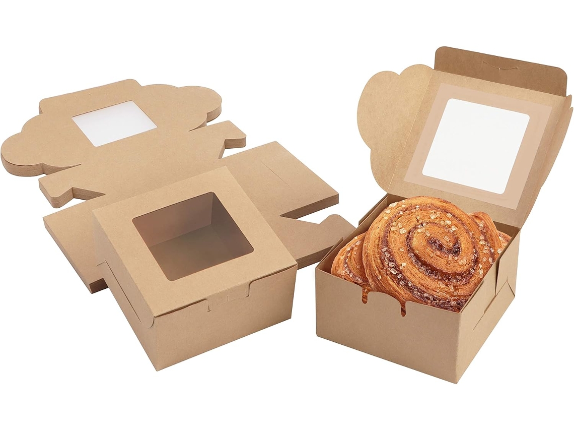 Caixas De Papel Kraft Marrom Com Janela Transparente (pacote 50) - Caixa Para Biscoitos