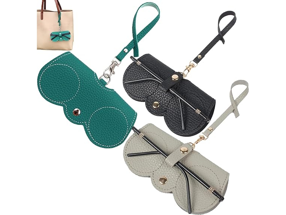 Estojo de Couro Portátil para Óculos de Sol Estojo de Couro  para Óculos de Sol Bolsa para Óculos de Sol Fina Verde Preto Cinzento 3 Unid TRANTECH