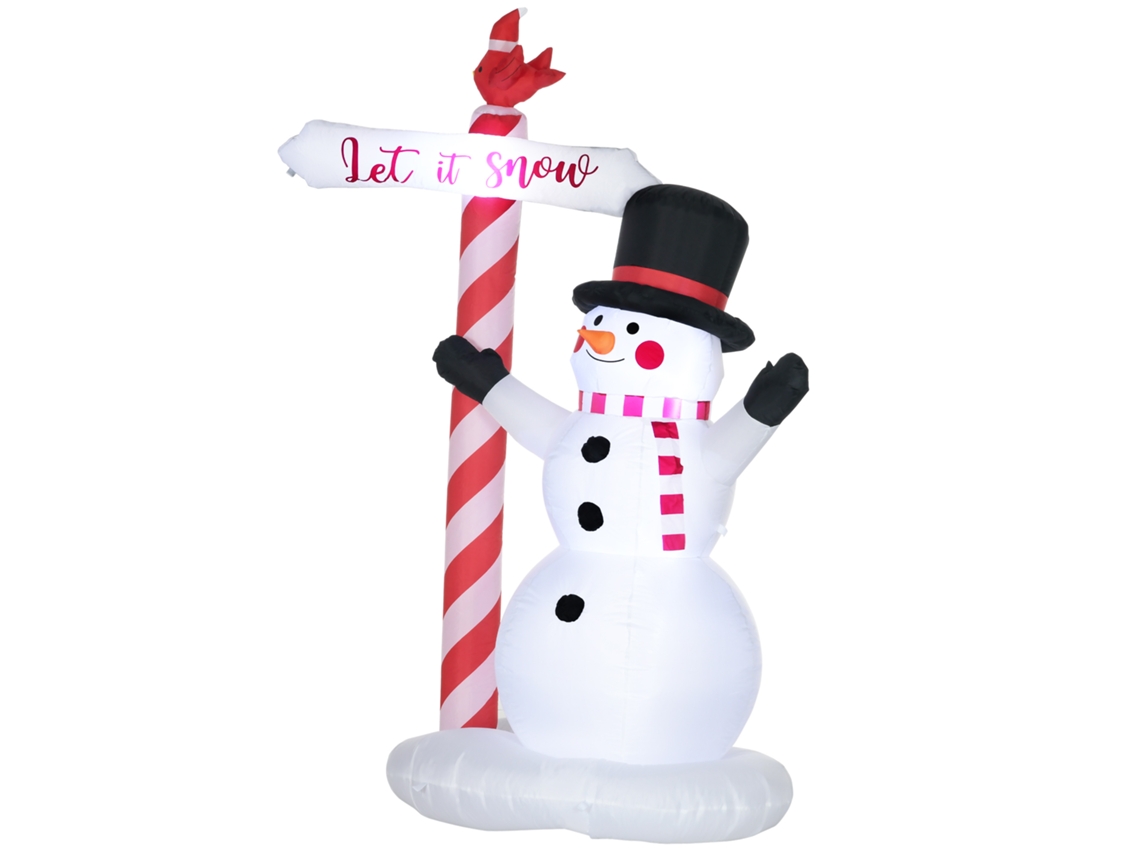 Boneco de Neve Inflável Led (3 Luzes, Poliéster Impermeável, 213cm)