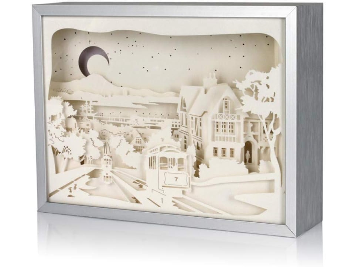 Luminária De Leitura Led, Luminária De Cabeceira Led Com Sombra Luminosa, Luminária De Papel Esculpido Em 3d Com Efeito