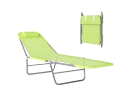 Espreguiçadeira Jardim Apoio Cabeça Camping 120 Kg Verde