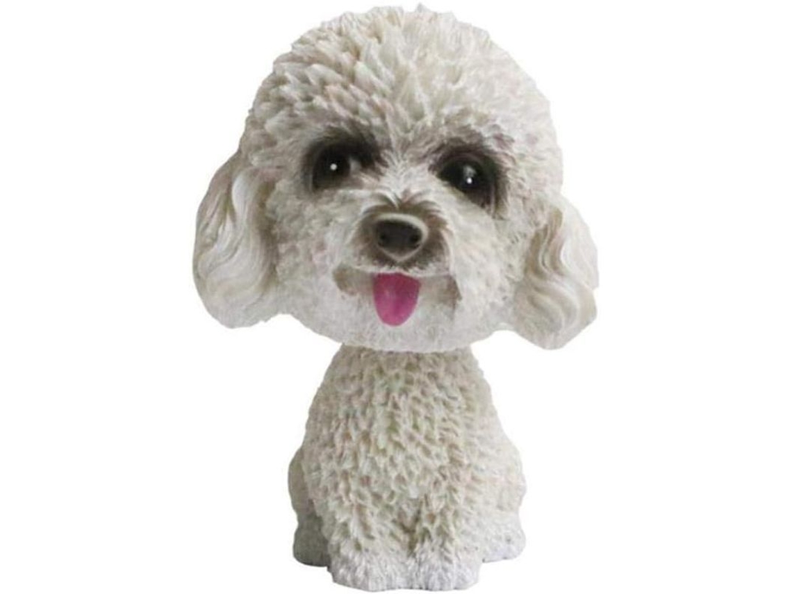 Adorno De Coche Perro De Resina Con Cabeza Moviéndose Blanco Creativo Accesorio De Auto