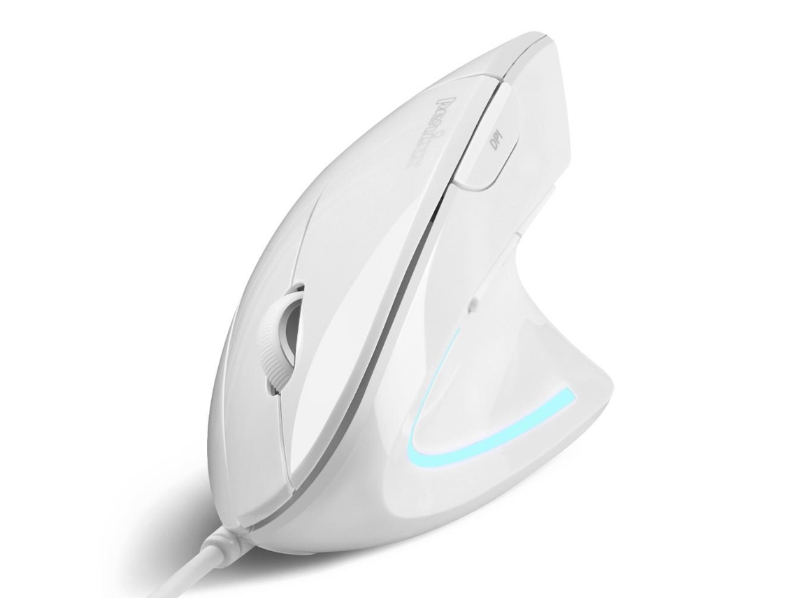 Perixx Perimice 513 W Rato com fio Óptico Vertical Vertical Branco