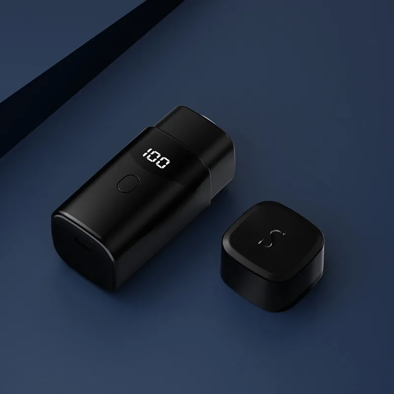 (preto) Mini Barbeador Inteligente, Carregamento Rápido Tipo C, Visor Digital