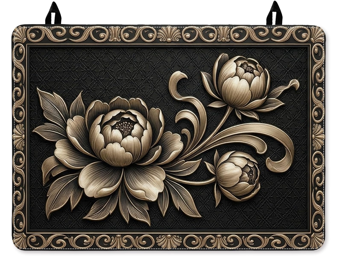 Peônia Tampa Para Lareira Elétrica, Elegante Clássica Estampa Floral Folhas, Superfície Não Poliuretano, Tampa Para