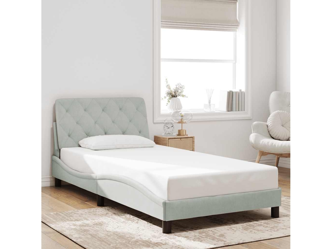 Vidaxl Estrutura De Cama Sem Colchão 100x200 Cm Veludo Cinzento-claro