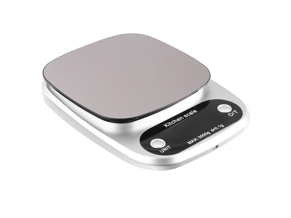 Balança De Cozinha Digital Recarregável 3kg Com Sensores Alta Precisão E Visor Lcd, Portátil Em Aço Inoxidável Uso