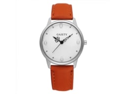 Reloj De Pulsera De Mujer Con Perlas Falsas Dial Redondo Acero Inoxidable Cuarzo Café Claro
