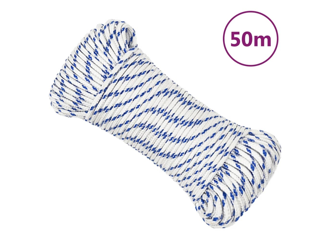 Vidaxl Corda De Barco 3 Mm 50 M Polipropileno Branco