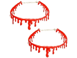 Colar Gotas De Sangue 2 Peças Colar Choker Vampiro Halloween Fantasia Terror Acessório