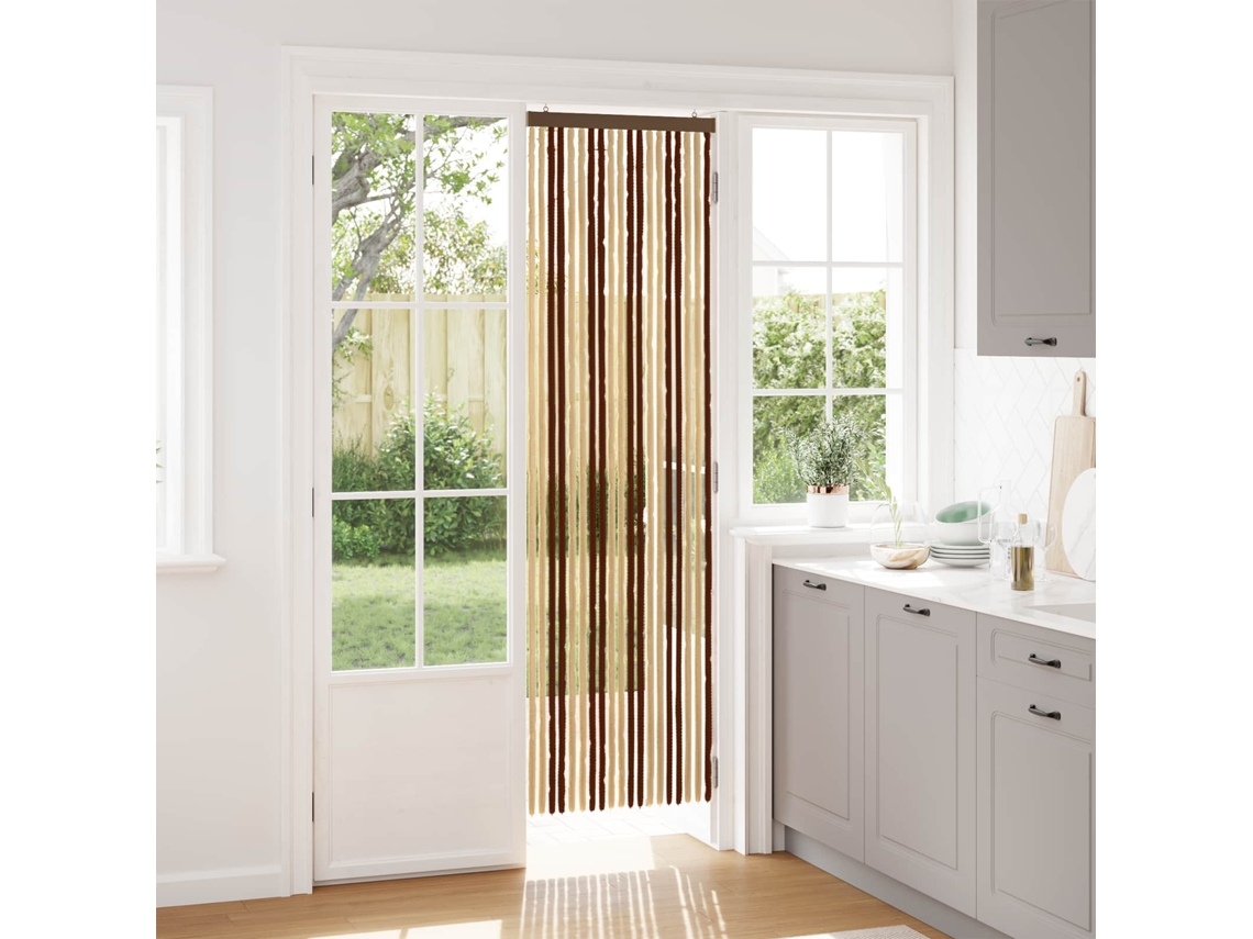 Vidaxl Cortina De Insetos Chenille Marrom E Bege 56 X 200 Cm 100% Pp