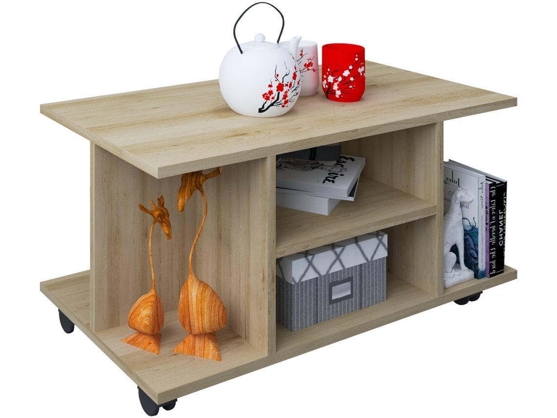 Mesa De Madeira Para Sofá Mesa De Centro Rodízios Findula Vcm