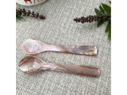 Conjunto de 6 colheres de 12 cm, cor rosa e cabo reto.