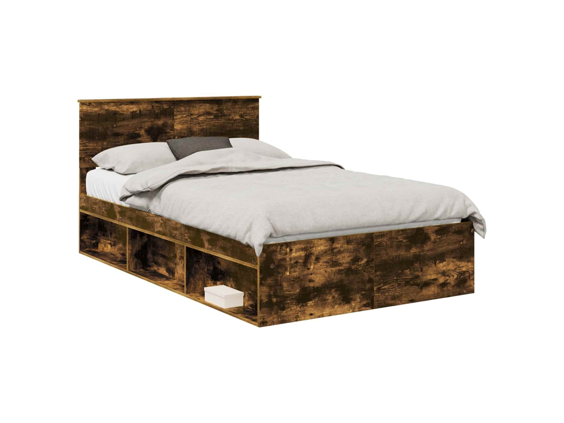Estrutura da Cama com Cabeceira Carvalho Defumado 120x190 cm MAISON EXCLUSIVE