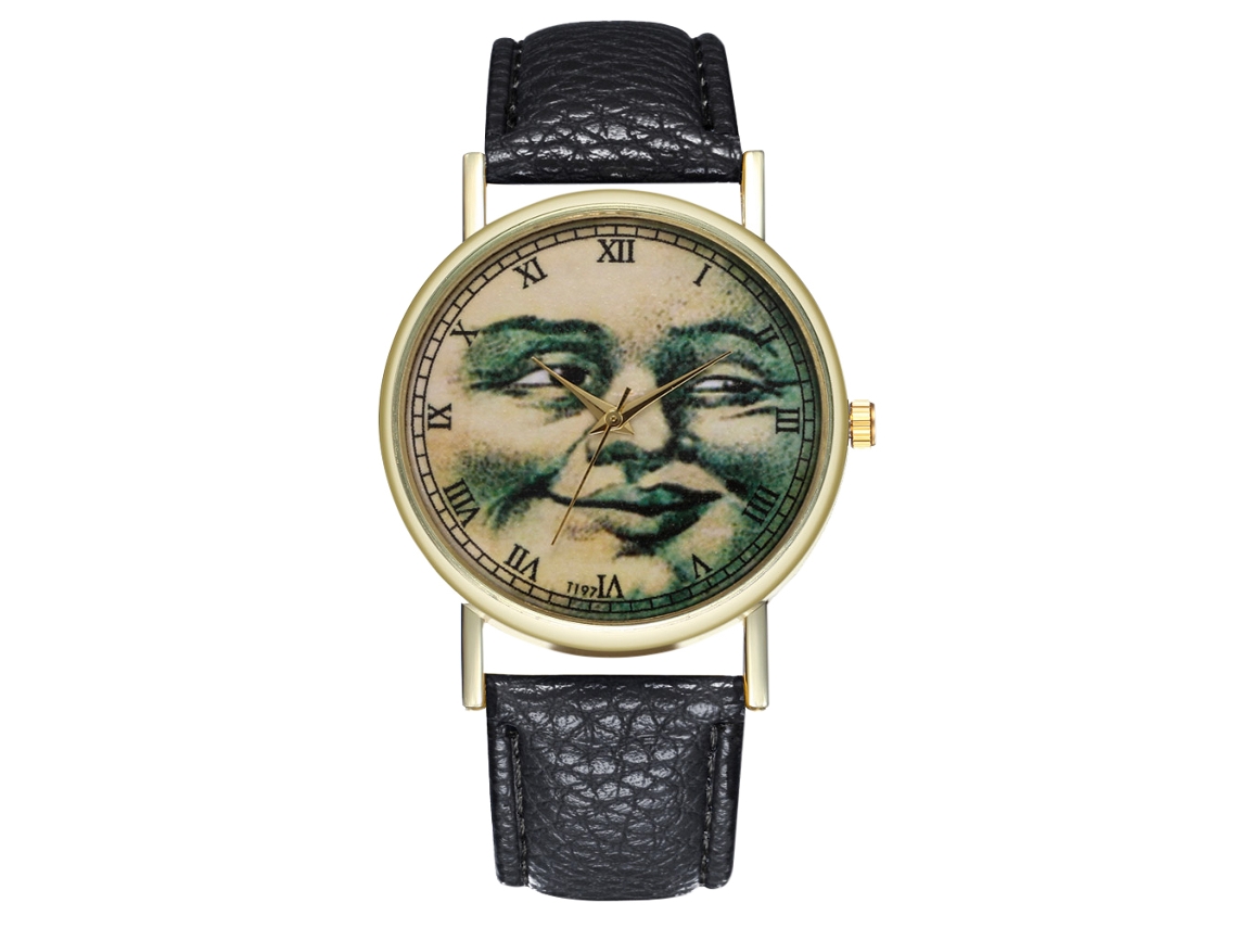 Reloj De Pulsera Analógico De Quartzo Para Mujer Y Hombre Con Dial Redondo Negro