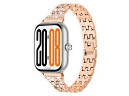 Bracelete Para Honor Watch X5 - Aço Inoxidável - Cinco Contas - Duas Fileiras De Diamantes Ouro Rosa