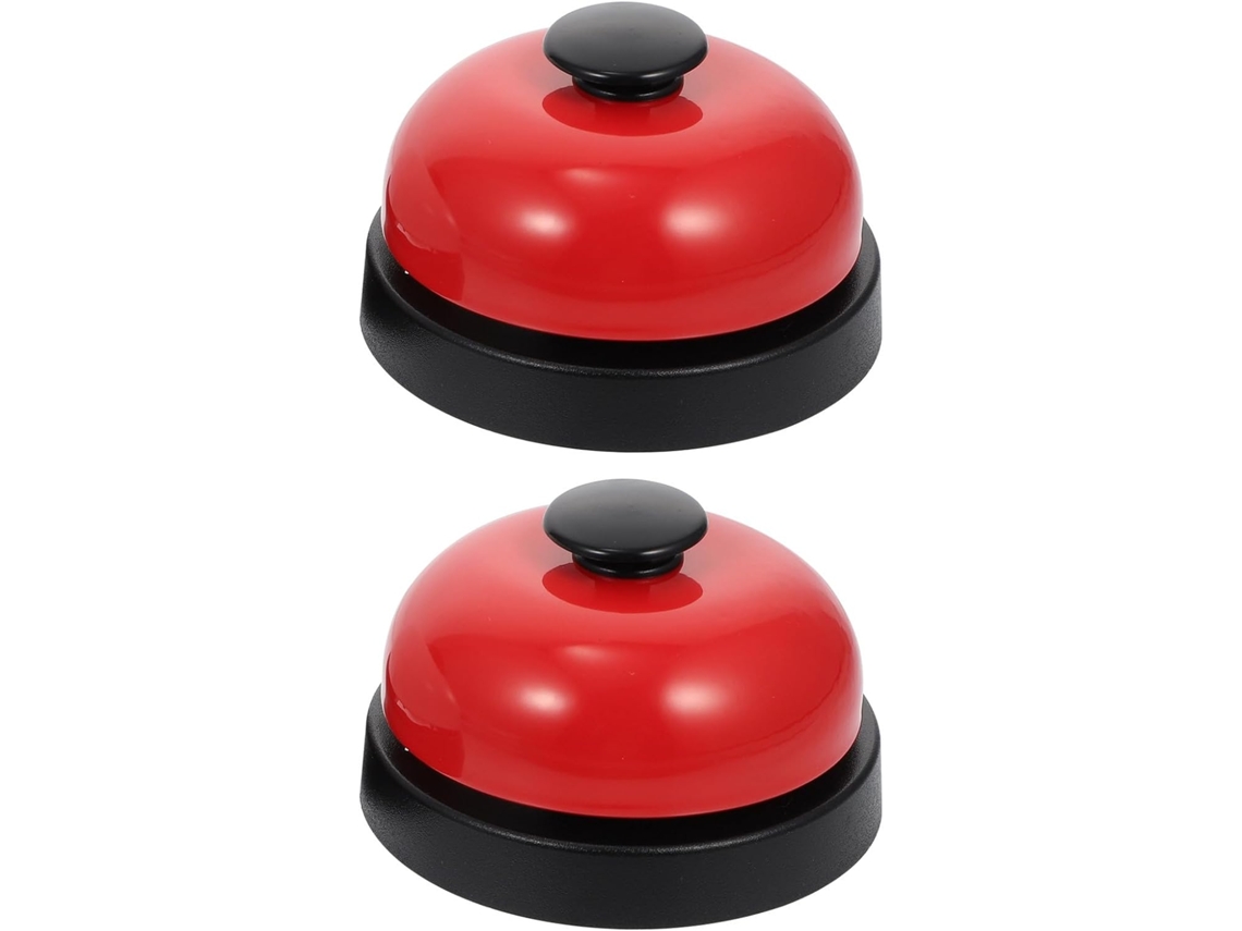 Sinos De Mesa Bar E Cozinha, Sinos De Plástico Vermelho Resposta, Som Nítido E Design Clássico, Conjunto De 2 Peças