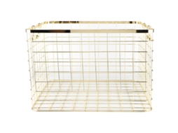 Cesta de Armazenamento de Aço Inoxidável Dourado S/MARCA com Alças para Roupas, Cozinha e Quarto