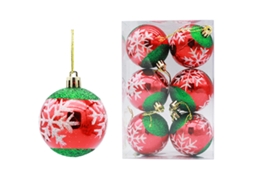 6 Bolas de Natal de Plástico com Glitter 6Cm Decoração de Natal NEVEANCE