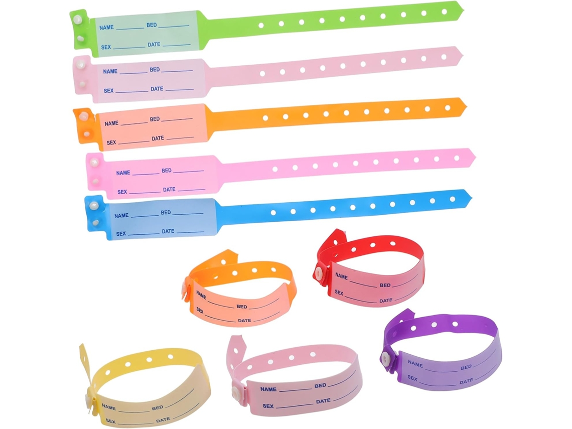 Pacote Com 100 Pulseiras De Identificação Médica Para Adultos E Idosos, Descartáveis, De Plástico, Resistentes À Água E