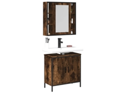 Vidaxl 2 Pcs Conj. Móveis Casa De Banho Derivados Madeira Cor Fumado