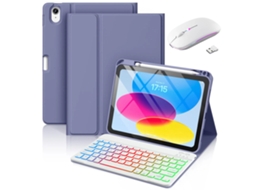 Capa Teclado Bluetooth Czhhmart Para Ipad 10th 10.9 (2022) Polegadas, Con Teclado Retroiluminado De 7 Núcleos Y Ratón (rojo)