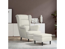 Vidaxl Poltrona De Descanso Com Banco Veludo Cor Creme