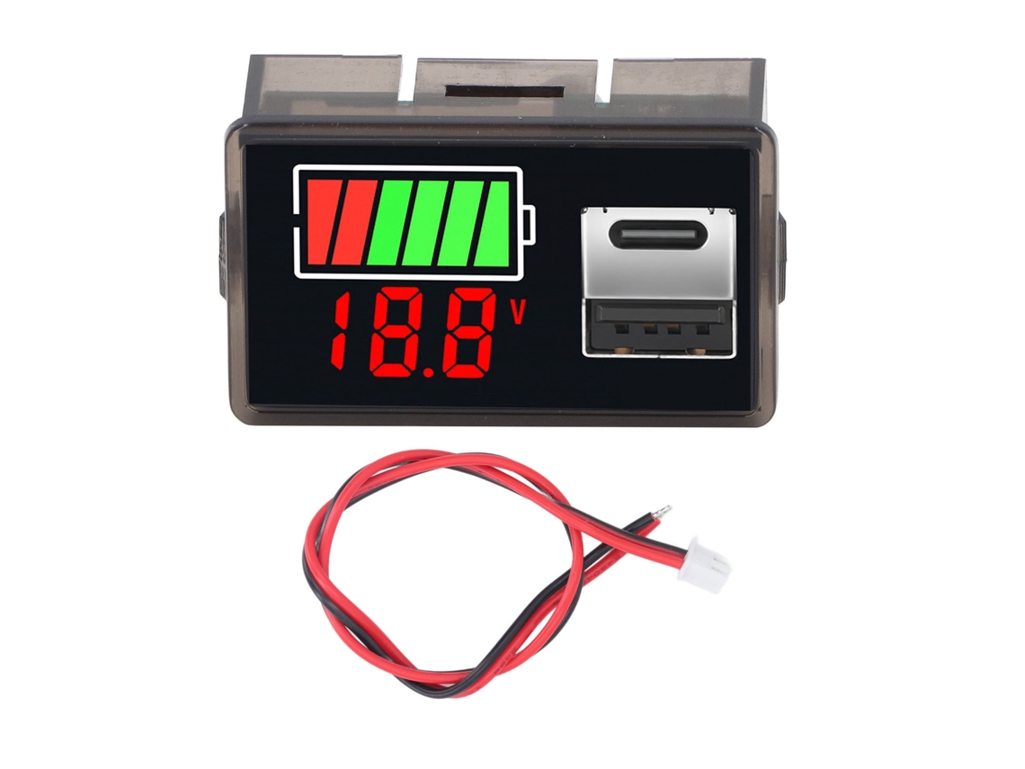Monitor de tensão de bateria com portas USB e Tipo C para veículos, motocicletas e barcos DC8-30V