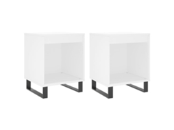 Mesas de Cabeceira Conjunto de 2 Derivados de Madeira Branco MAISON EXCLUSIVE (40x35x50 cm)