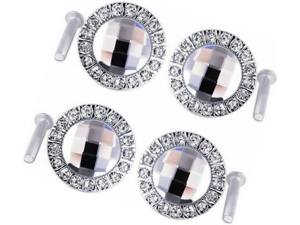 1 Pacote De Puxadores Gaveta Vidro Com Strass, Elegantes Puxadores De Cristal Para Armários, Cômodas E Guarda Roupas