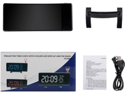 Despertador Digital Led Para Quarto Com Projeção No Teto E 2 Portas Usb, Tela Curva, Termômetro
