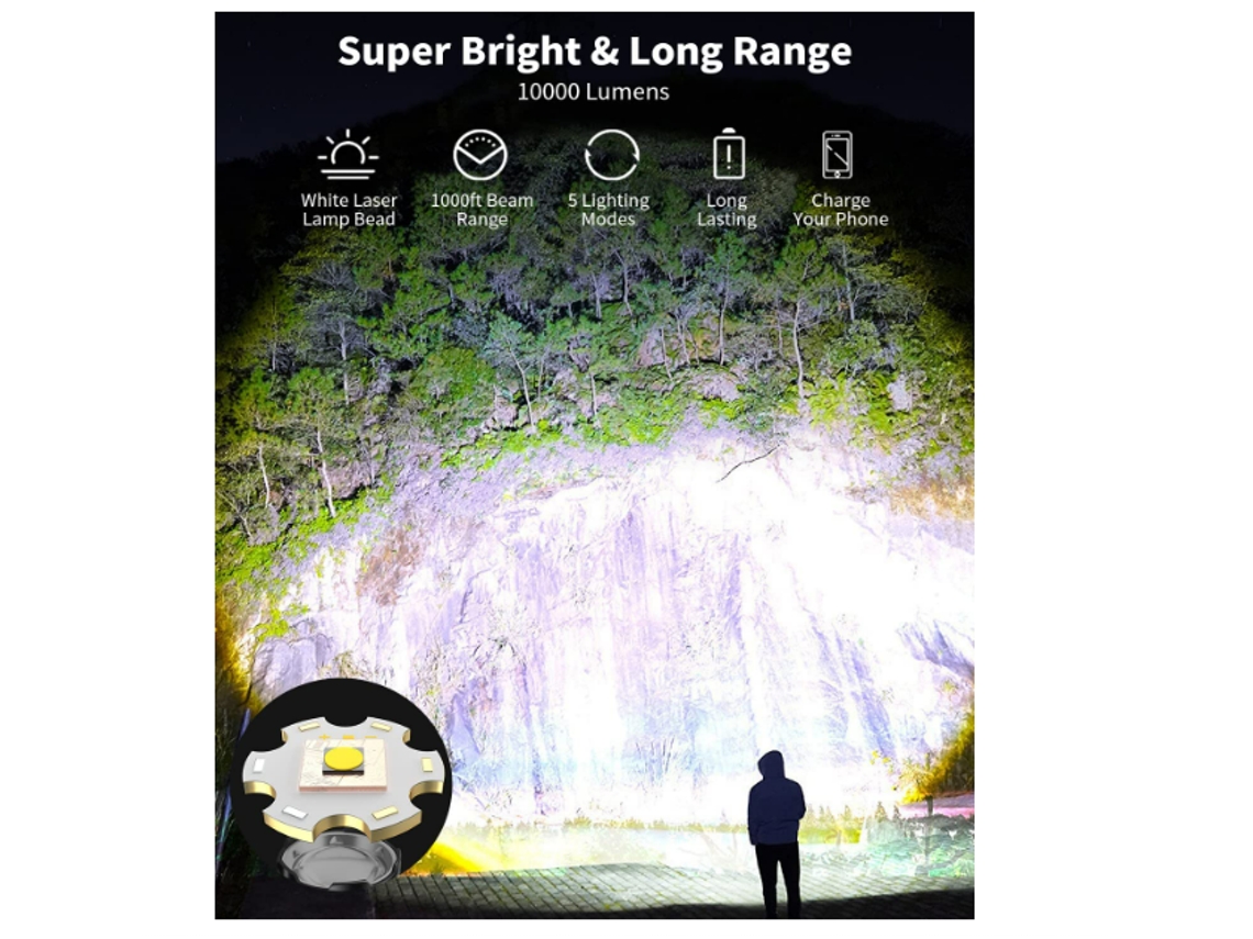 Lanterna Lanterna Led Tochas de 10000 Lúmens Led Super Brilhante,YIZHOOD Lantern-0048 Lanterna Zoomable Led Recarregável Preta YIZHOOD