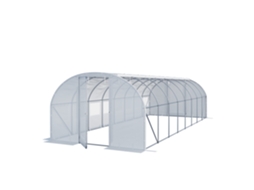 Estufa Túnel Premium 3x8 M Com Porta Basculante E Lona Pe 180 G/m² Branca Transparente Toolport