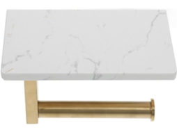 Porta Papel Higiênico Em Aço Inoxidável Dourado E Mármore Com Plataforma Superior Para Armazenar Itens Um Banheiro
